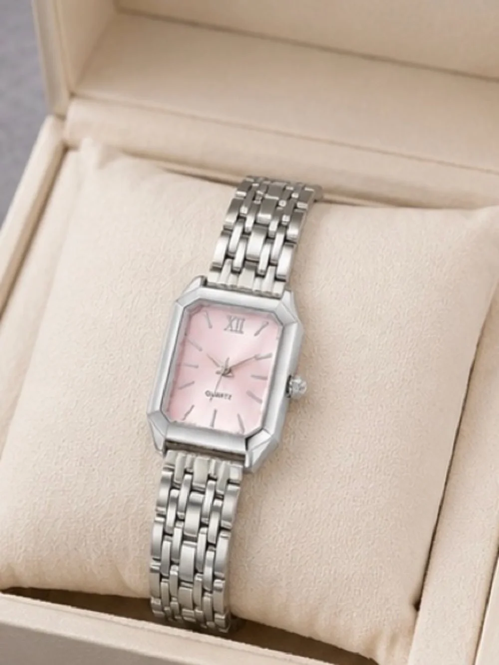 Women’s Silver Rectangle Bracelet Watch | Elegant Minimalist Quartz Wristwatc